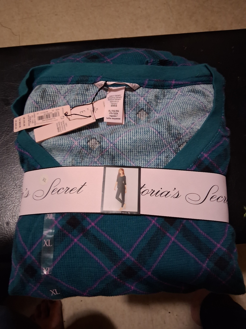 Victoria's Secret Teal & Purple Argyle Pajama Top